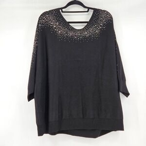 89th Madison Black Sparkle Embellished Sweater Top 3X NYE Glam Nightout Party